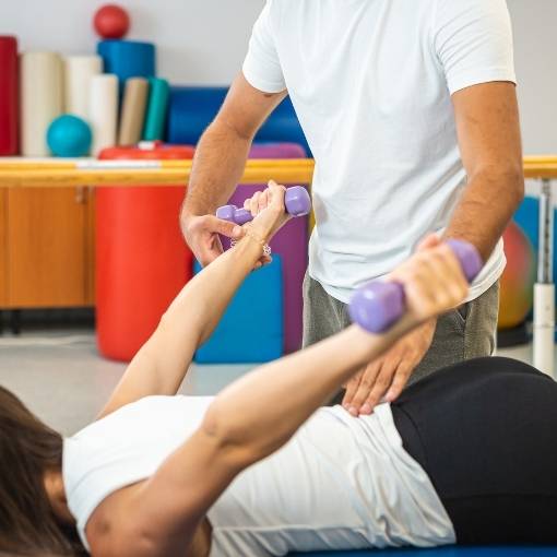 Woman getting physical therapy